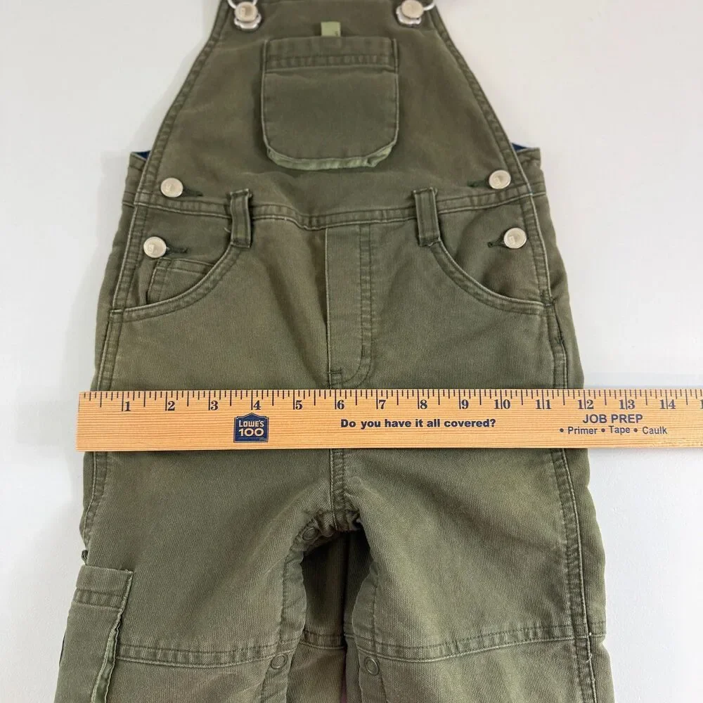 Gymboree Toddler Overalls Olive Green Lined Utility Carpenter Snap Leg 18-24 Mos